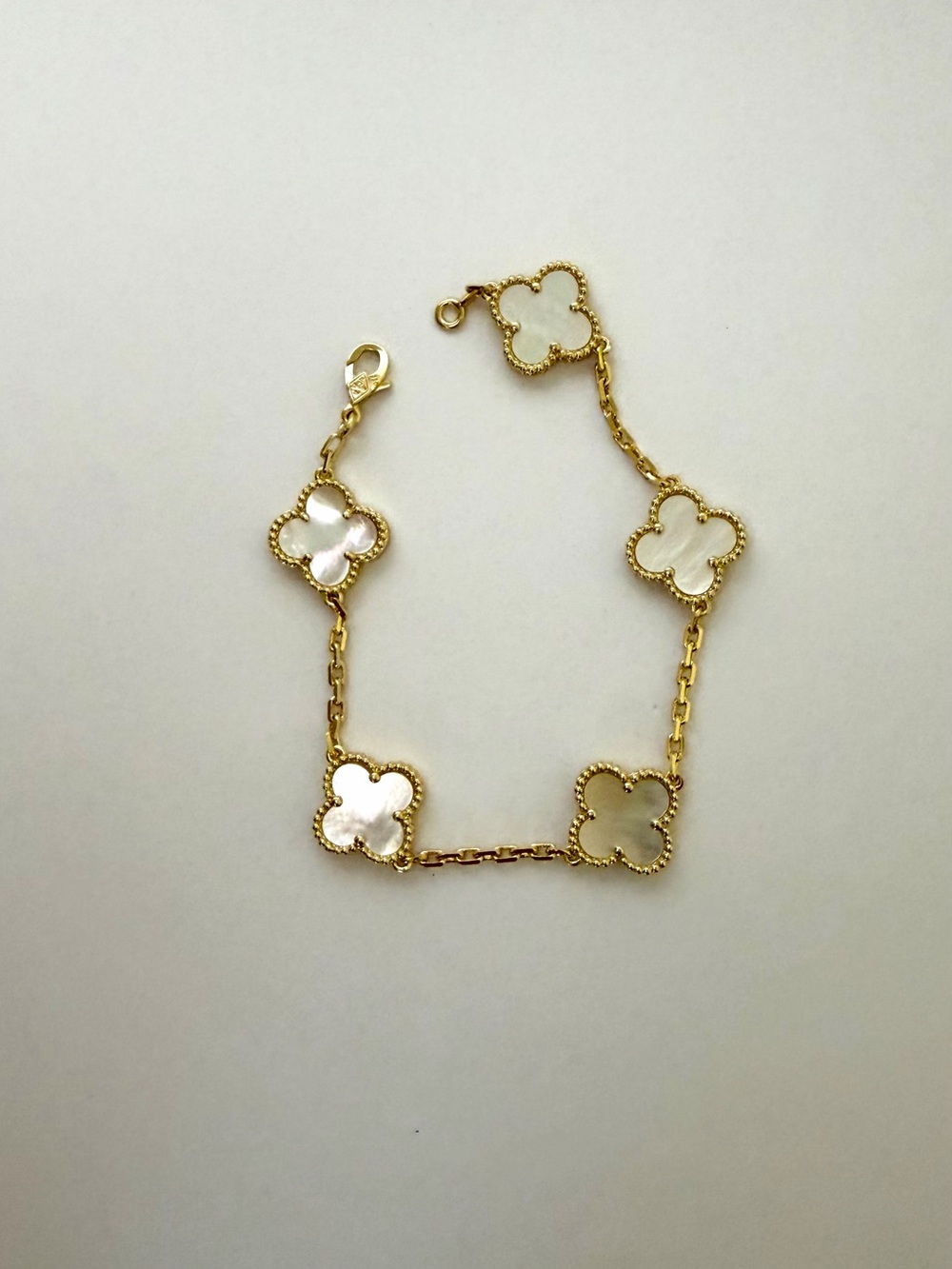 Gold Four-Leaf Mother-of-Pearl Bracelet
